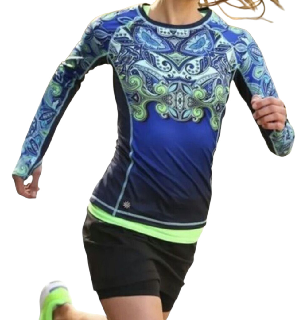 Athleta Performance Runaway Athletic Top Moisture-wicking Paisley sz Large